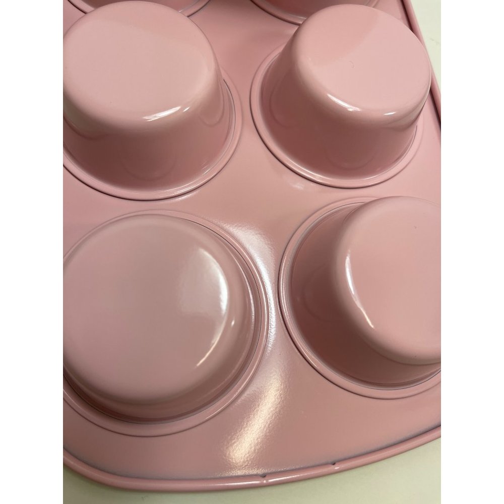 Paris Hilton Pink 6-Cup‎ Nonstick Muffin/Cupcake Pan With Heavy-Duty Rolled Edge - Picture 4 of 4